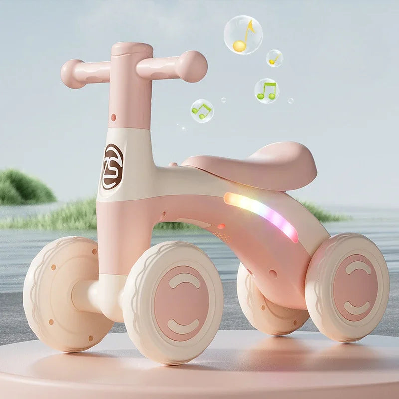 Anti-Tip Baby Balance Bike for Toddlers | 4-Wheel Toddler Training Ride-On(Age: 1-3)