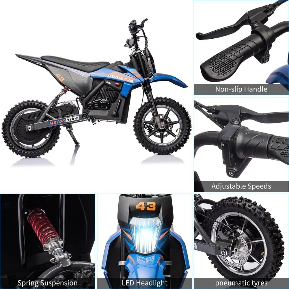 36V 500W Kids Electric Dirt Bike w/ Dual Brakes | Off-Road Motorcycle for Big Kids(6-16Y)
