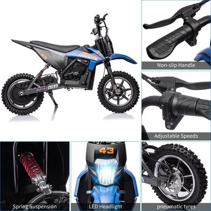 36V 500W Kids Electric Dirt Bike w/ Dual Brakes | Off-Road Motorcycle for Big Kids(6-16Y)