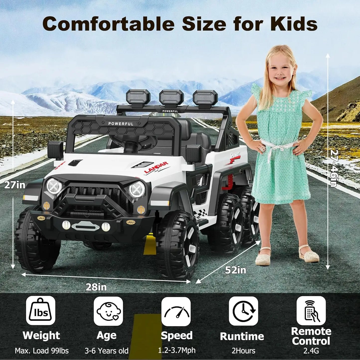 24V 6-Wheel 4WD Kids Ride-On Car with Remote | Kids Rider(Age : 3-14 Years)