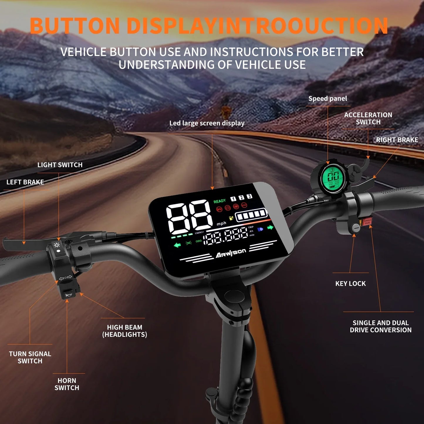 ARWIBON 5600W Electric Scooter | 46 MPH Dual Motor E-Scooter | Kids Rider