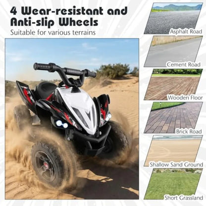 12V Kids Ride-On ATV Quad Off Road 4-Wheeler w/ Lights & Music | Kids Rider
