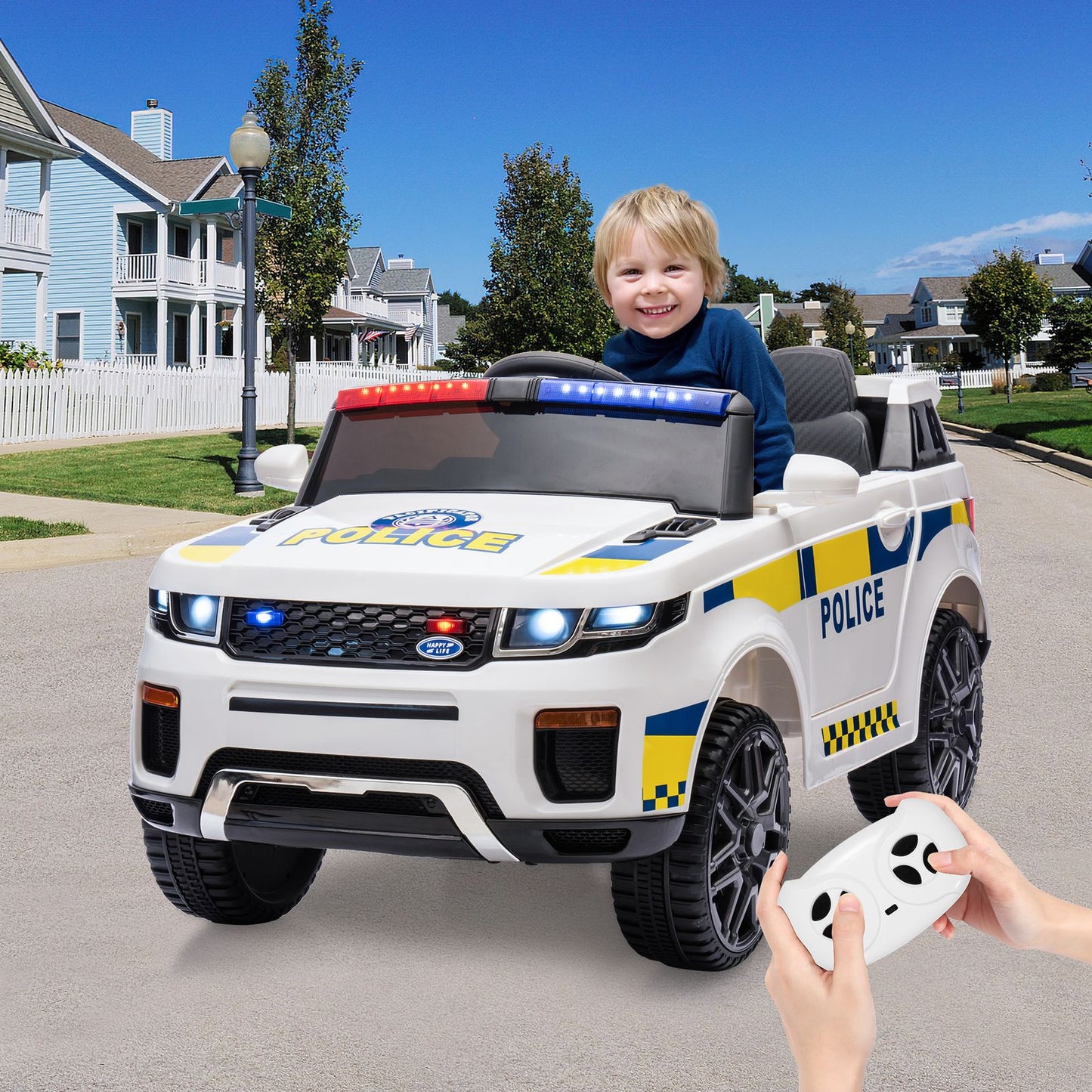 GAOMON 12V Kids Police Ride-On Truck w/ Remote, Lights & Music | 1-Seater