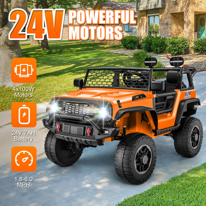 HOMDOX 24V 2-Seater Kids RC Ride-On Jeep w/ Dual Motors & Remote