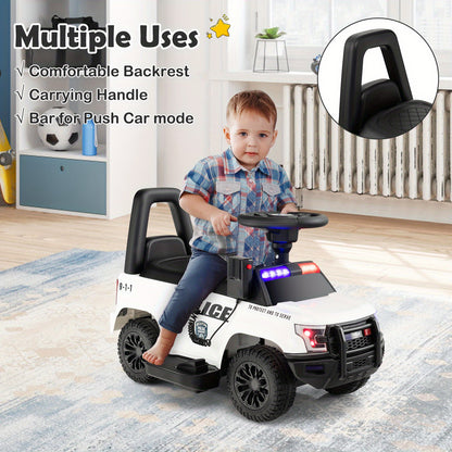 COSTWAY 6V Toddlers Police Ride-On Car( for Small Kids) - w/ Megaphone & Remote | 1-Seater