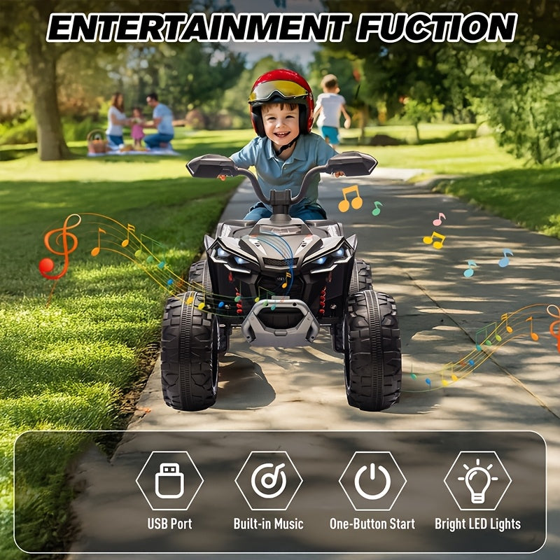 24V Kids Electric ATV for Kids | 4-Wheeler Drive ATV | Battery Powered Electric Vehicle for Kids | Music,Spring Suspension