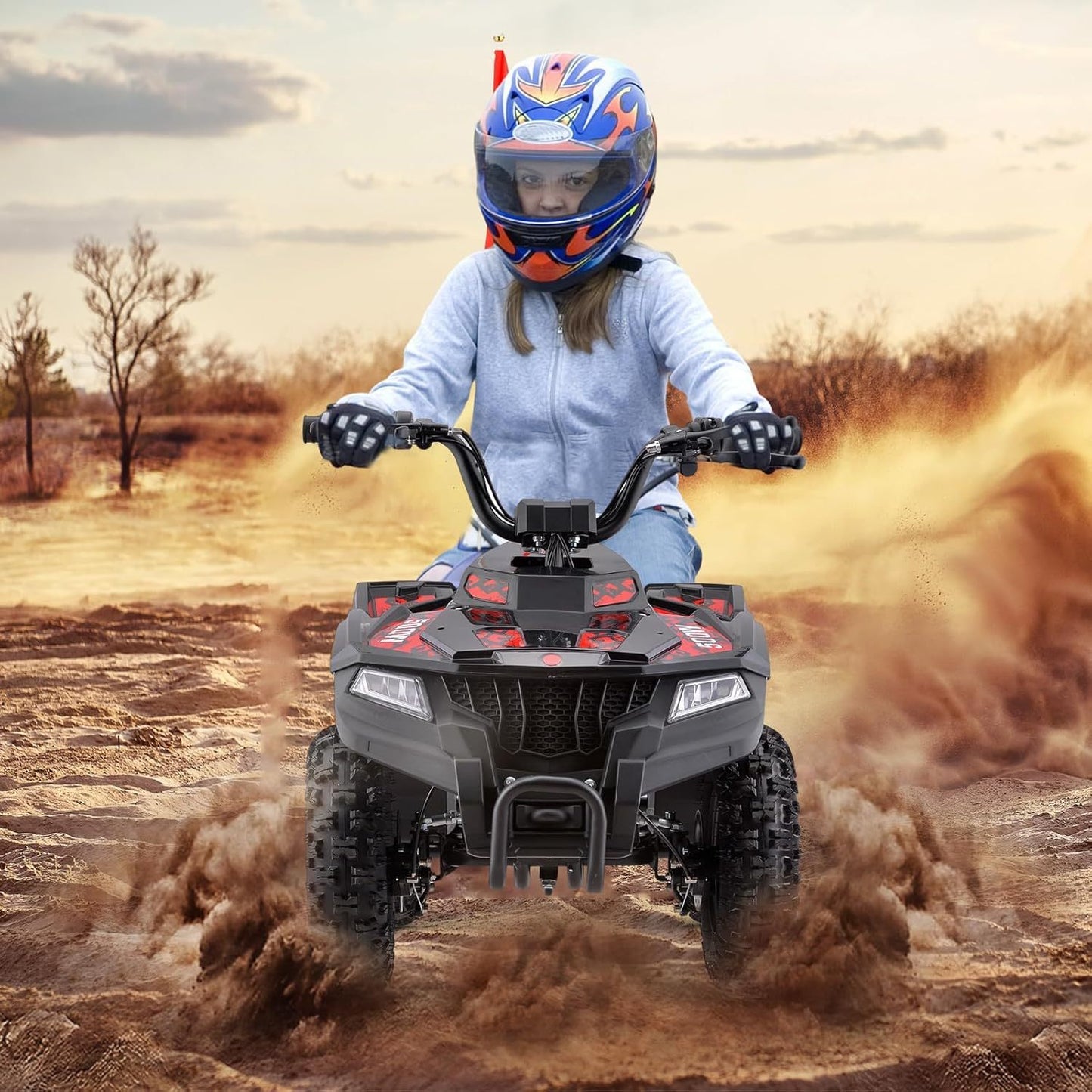 36V Electric ATV Dirt Quad Bike with 500W Motor, Long Range Drive | 4-Wheel Drive with Parent Speed Control