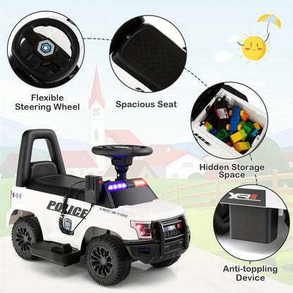 COSTWAY 6V Toddlers Police Ride-On Car( for Small Kids) - w/ Megaphone & Remote | 1-Seater