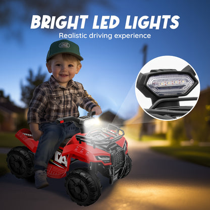 6V Kids Quad ATV w/ Push-Button Go & Treaded Tires - 4-Wheeler Quad ATV