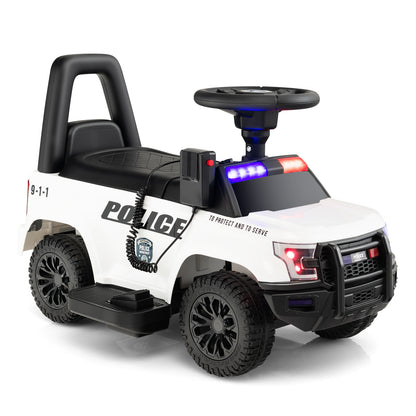 COSTWAY 6V Toddlers Police Ride-On Car( for Small Kids) - w/ Megaphone & Remote | 1-Seater