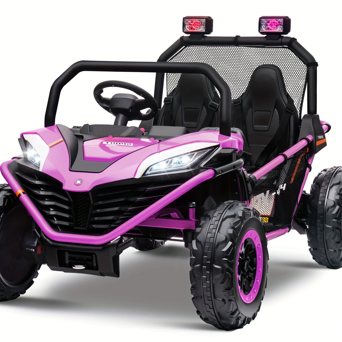 Kids Electric UTV - 4WD Electric UTV for Kids - 24V with Parent Remote Control, Safety Belts, Bright LED Lights, All-Terrain Tires, Parent Control Lock - Red/Blue Off-Road Vehicle for Boys & Girls Ages 3+