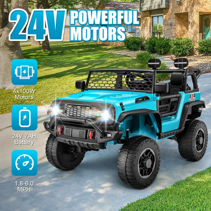 HOMDOX 24V 2-Seater Kids RC Ride-On Jeep w/ Dual Motors & Remote