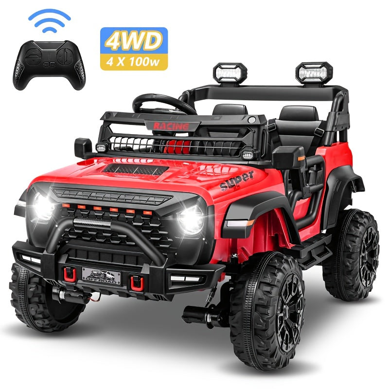 24V Ride On Jeep/Truck | 2-seater Electric Jeep With LED Headlights, Music Player, Seat Belt And Suspension