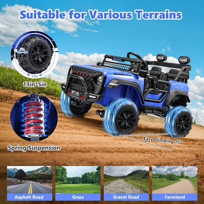 24V Ride On Jeep/Truck | 2-seater Electric Jeep With LED Headlights, Music Player, Seat Belt And Suspension