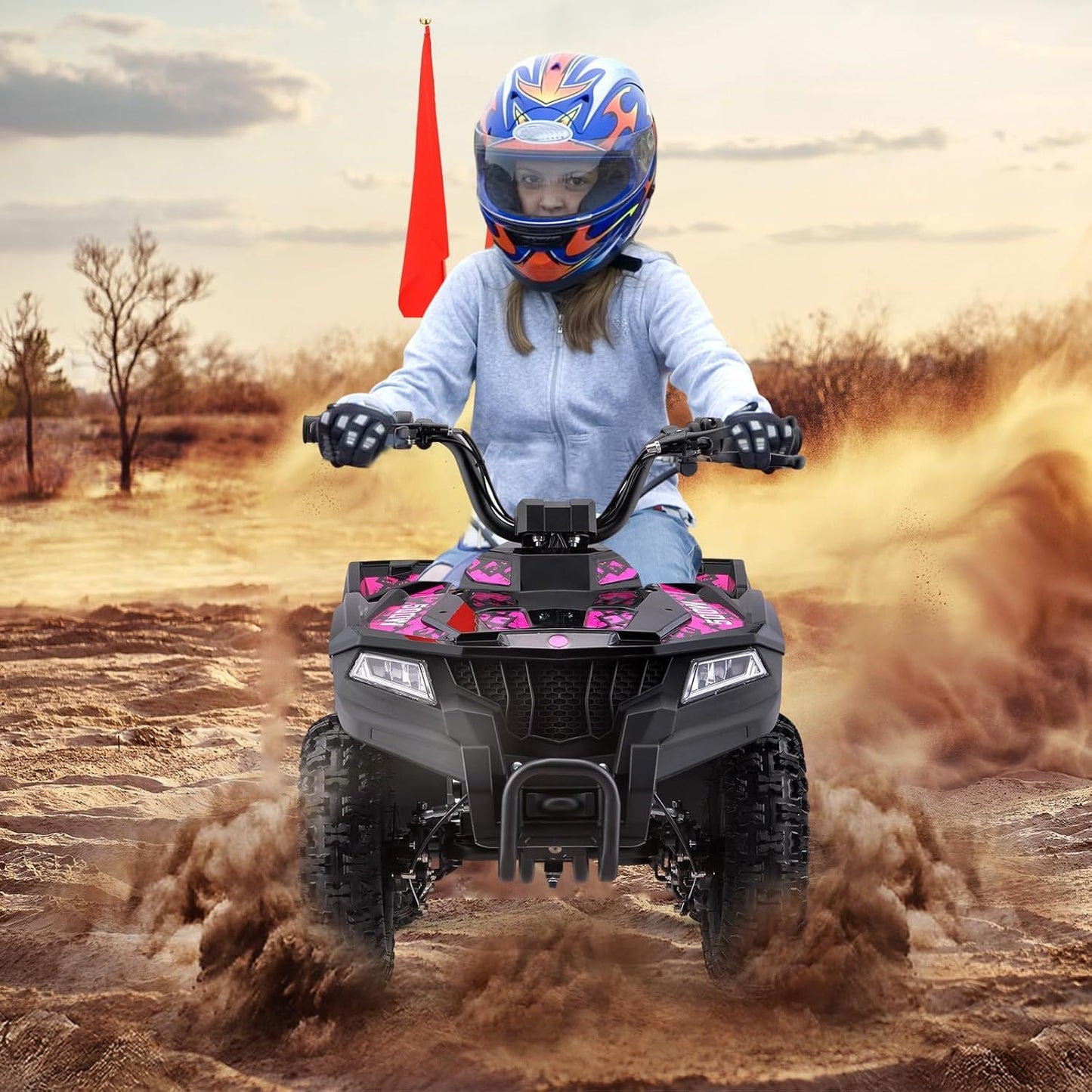 36V Electric ATV Dirt Quad Bike with 500W Motor, Long Range Drive | 4-Wheel Drive with Parent Speed Control
