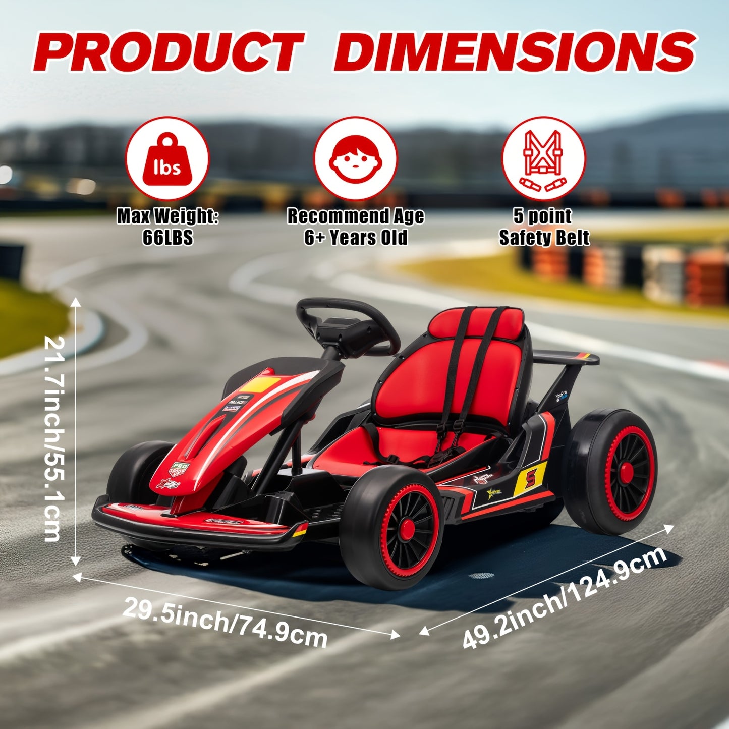 24V Electric Go Kart Drift Cart for Kids | All-Terrain Electric Ride-On Car for Boys/Girls Ages 4-14