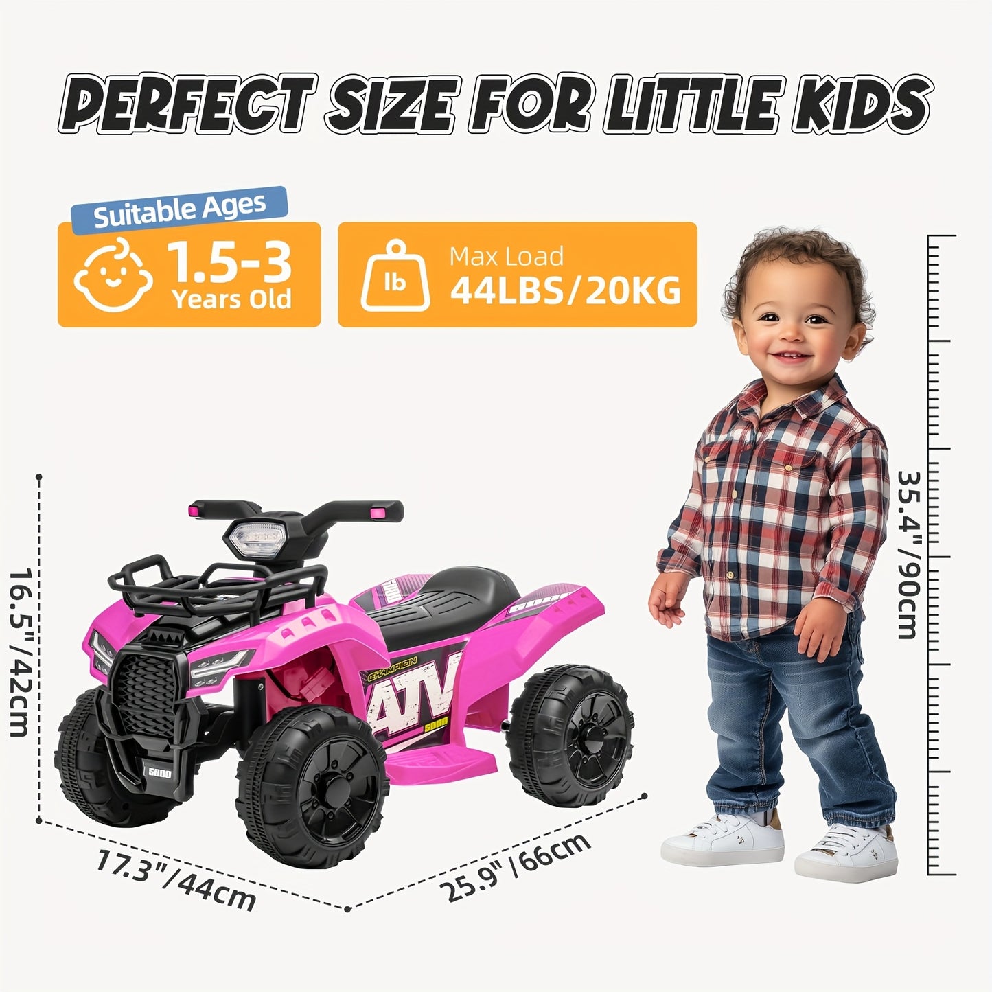 6V Kids Quad ATV w/ Push-Button Go & Treaded Tires - 4-Wheeler Quad ATV