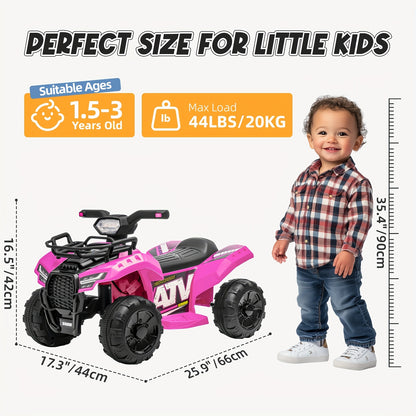 6V Kids Quad ATV w/ Push-Button Go & Treaded Tires - 4-Wheeler Quad ATV