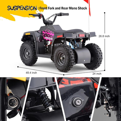 36V Electric ATV Dirt Quad Bike with 500W Motor, Long Range Drive | 4-Wheel Drive with Parent Speed Control