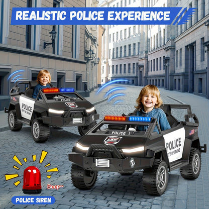24V Kids Police Cyber Truck w/ Parent Remote, Siren & LED Lights | 2-Seater