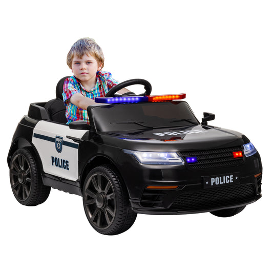 QABA 12V Kids Police Ride-On Car w/ Remote, Siren & Music | 1-Seater