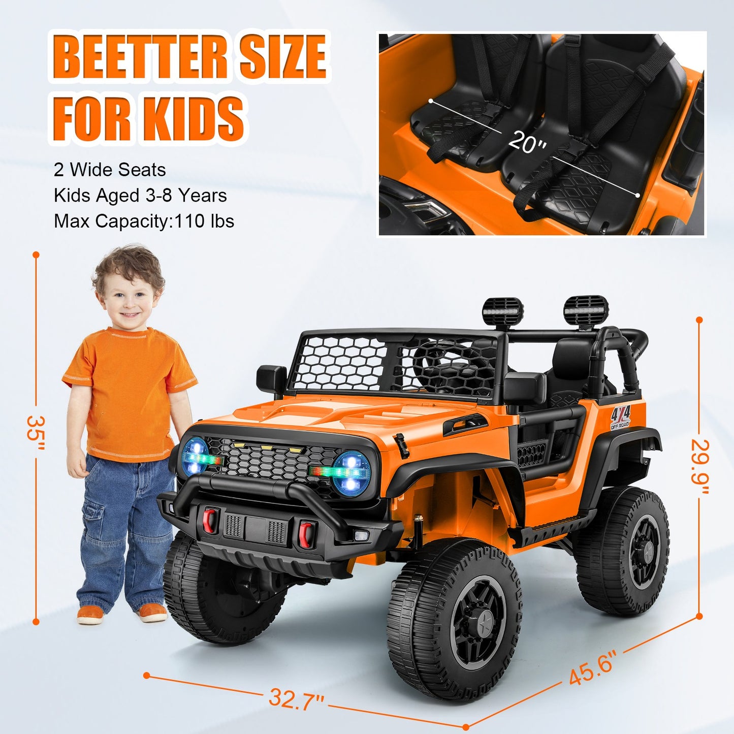 HOMDOX 24V 2-Seater Kids RC Ride-On Jeep w/ Dual Motors & Remote