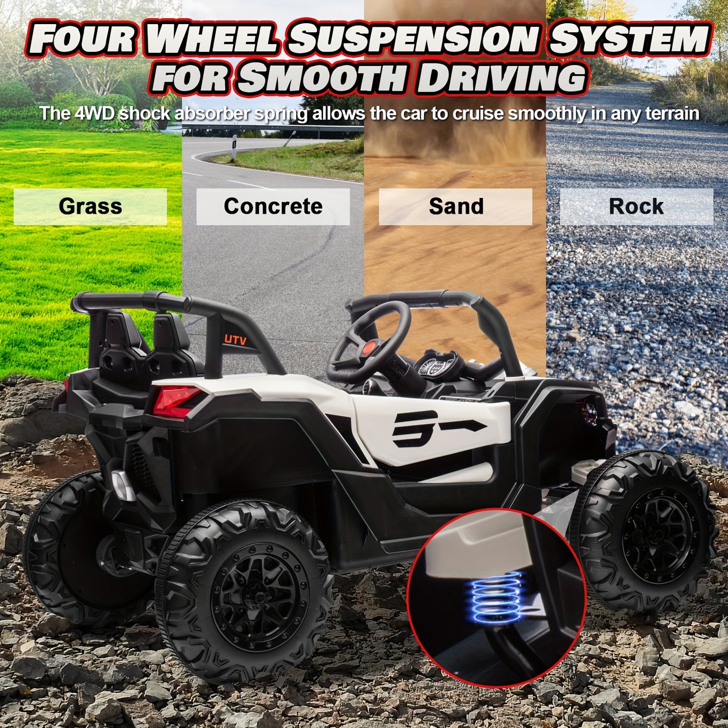 JOYRACER 24V 4×150W Off-Road UTV Ride-On Car w/ Remote | 2-Seater