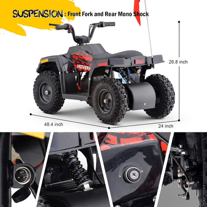 36V Electric ATV Dirt Quad Bike with 500W Motor, Long Range Drive | 4-Wheel Drive with Parent Speed Control