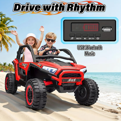 24V XL Kids Electric UTV Children Ride - 2 Seater Off-Road Ride-On W/ Parent Remote Control, 4WD & LED Lights - Extra Large Seat for Ages 3-10