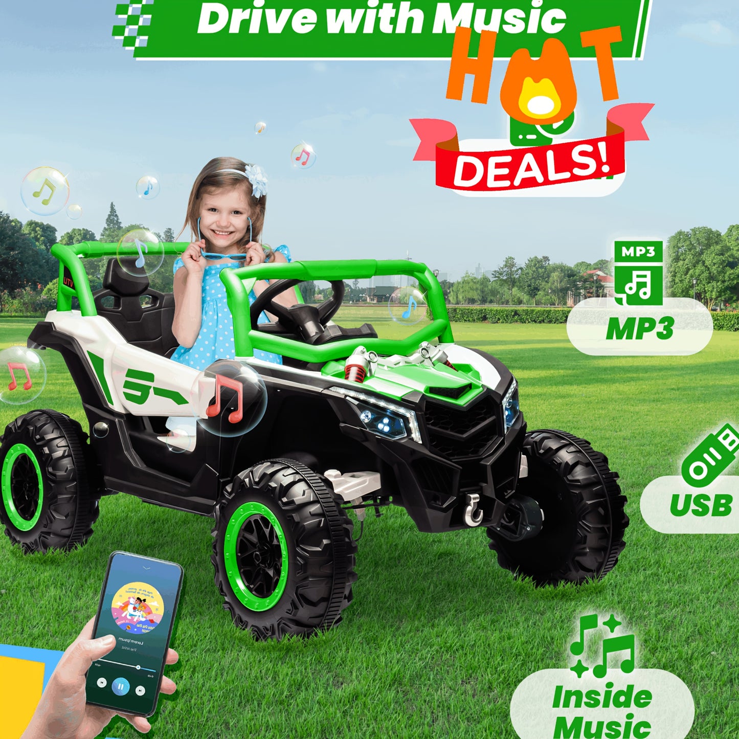 24V Ride On UTV for Kids W/Remote Control | Off-Road UTV