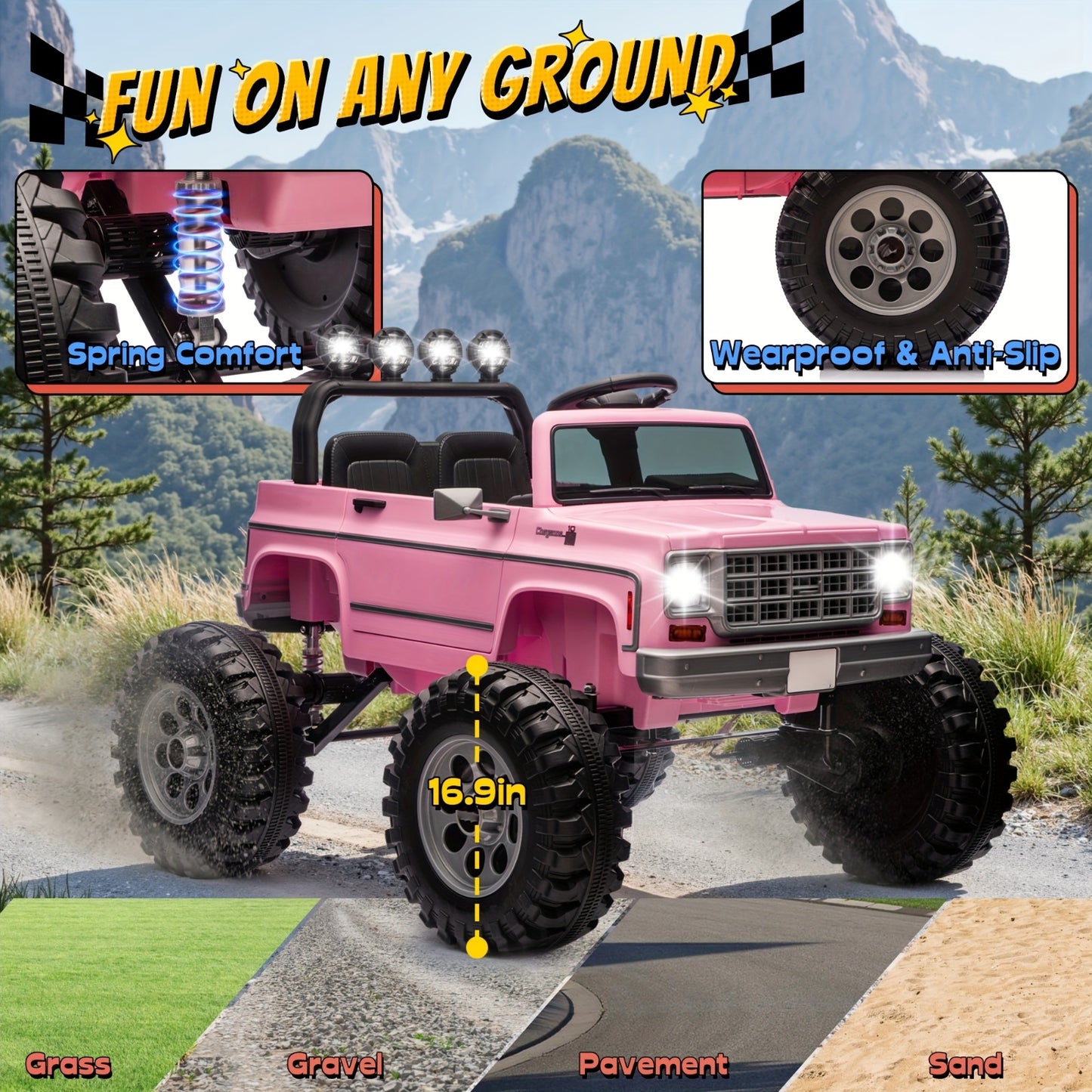 JOYRACER 24V - 4×200W Kids Ride-On Truck w/ Remote & Big Wheels | 2-Seater