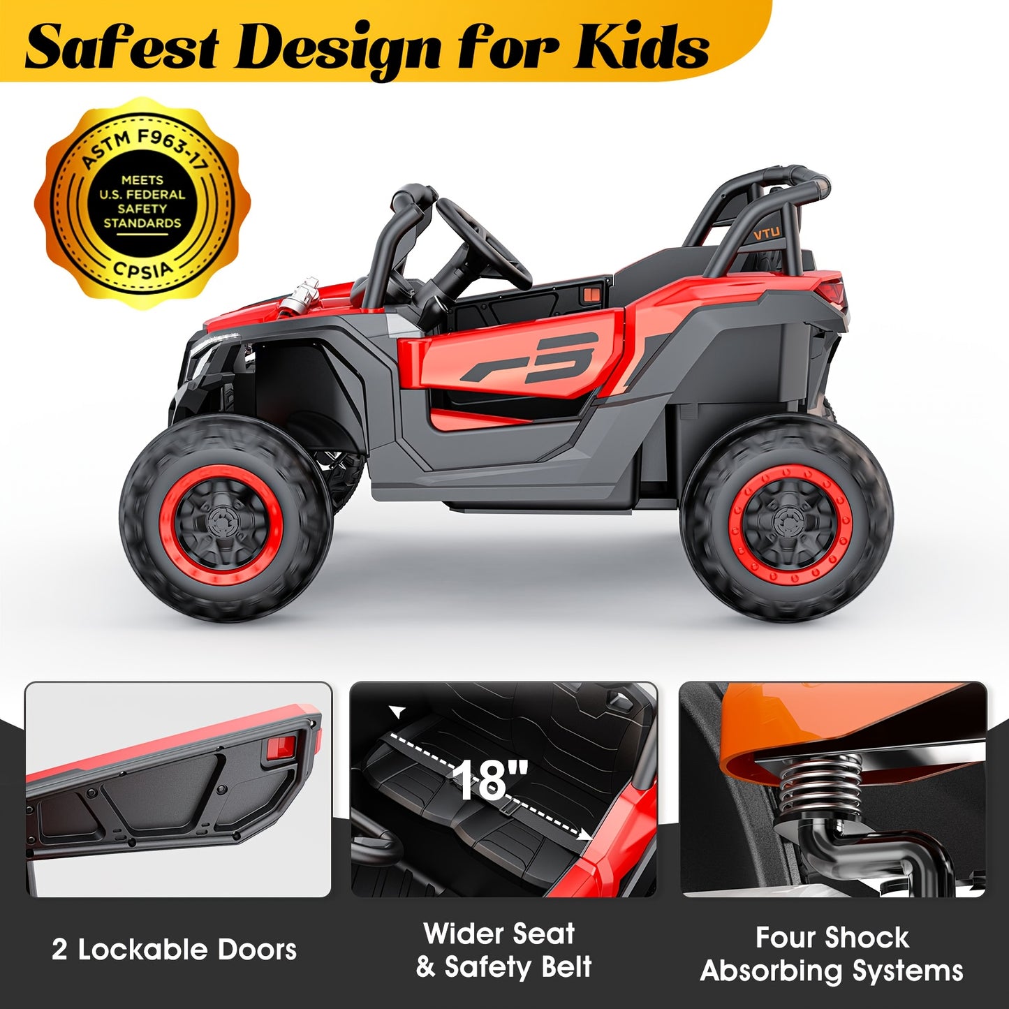 12V Ride on UTV Car, Licensed Can-Am Electric Off-Road UTV Car - 4WD