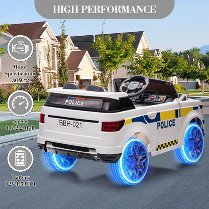 GAOMON 12V Kids Police Ride-On Truck w/ Remote, Lights & Music | 1-Seater