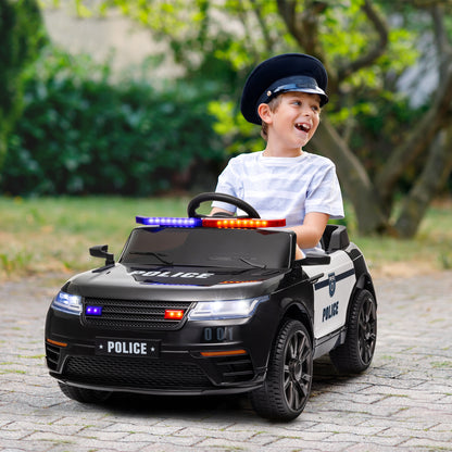 QABA 12V Kids Police Ride-On Car w/ Remote, Siren & Music | 1-Seater