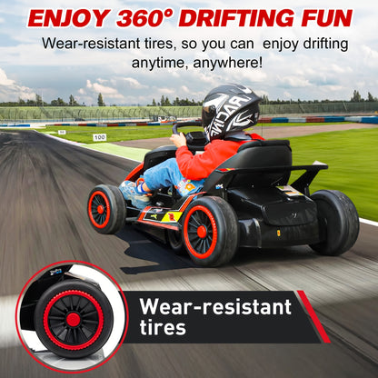 MUKIDY 24V Electric Drift Go Kart for Kids w/ Music & Safety Belt