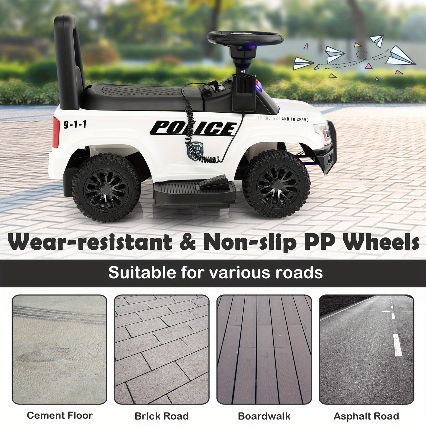 COSTWAY 6V Toddlers Police Ride-On Car( for Small Kids) - w/ Megaphone & Remote | 1-Seater