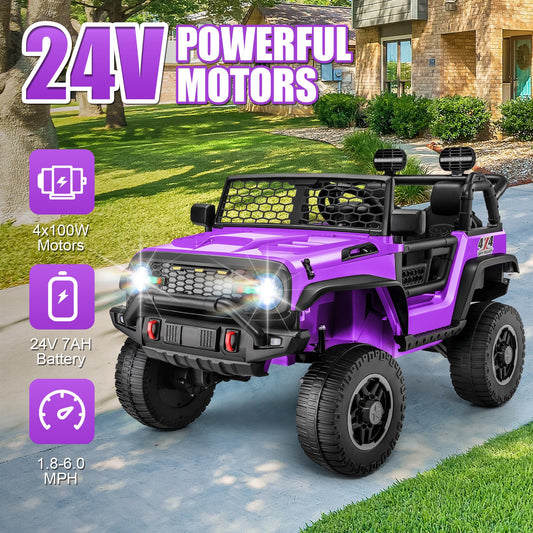 HOMDOX 24V 2-Seater Kids RC Ride-On Jeep w/ Dual Motors & Remote
