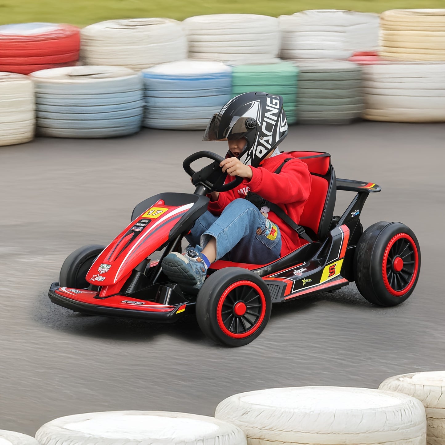 24V Electric Go Kart Drift Cart for Kids | All-Terrain Electric Ride-On Car for Boys/Girls Ages 4-14