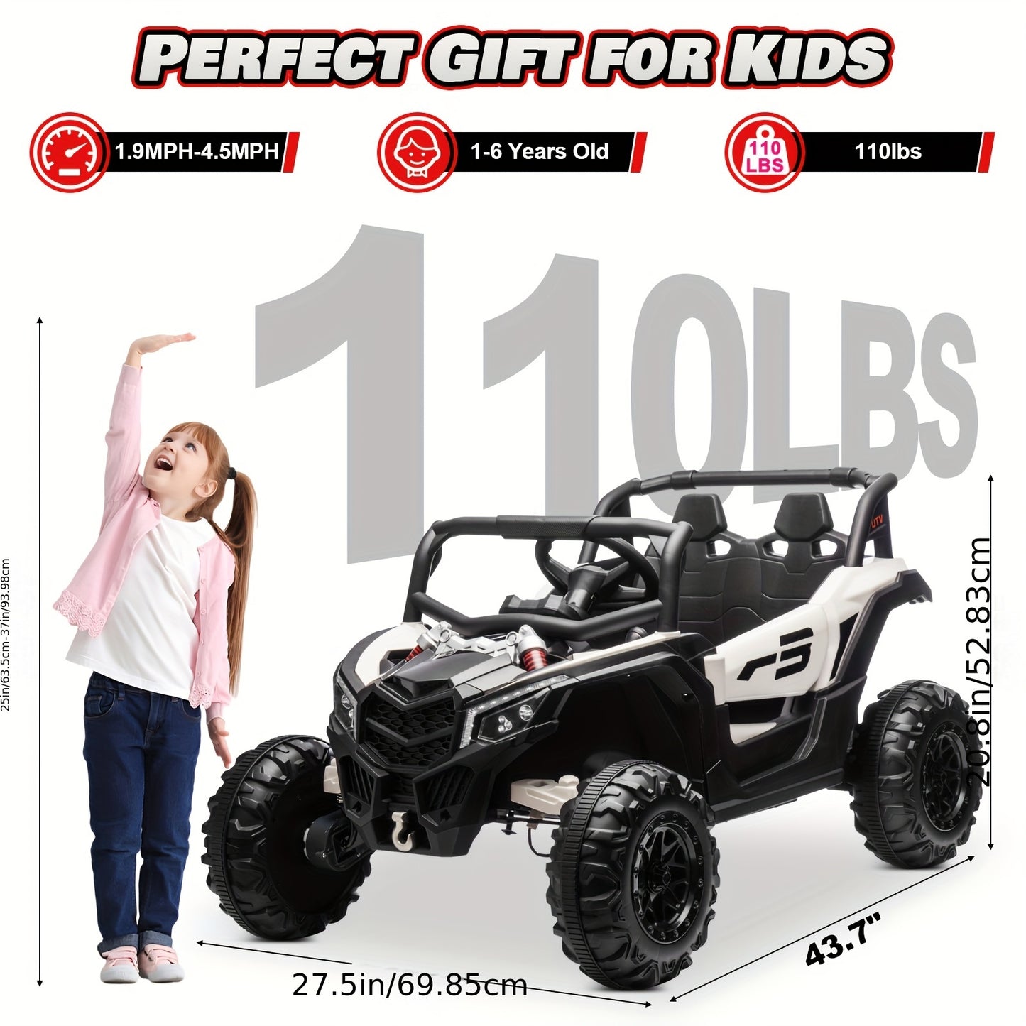 JOYRACER 24V 4×150W Off-Road UTV Ride-On Car w/ Remote | 2-Seater