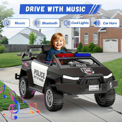 24V Kids Police Cyber Truck w/ Parent Remote, Siren & LED Lights | 2-Seater