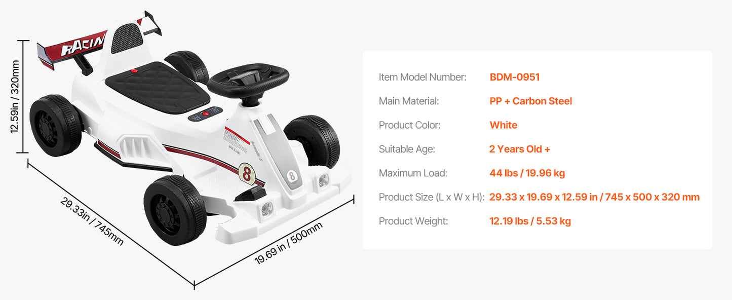 6V Electric Pedal Go Kart for Kids Ages 2–6 | LED Lights | Kids Rider