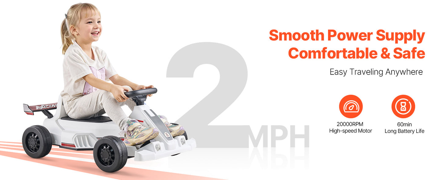 6V Electric Pedal Go Kart for Kids Ages 2–6 | LED Lights | Kids Rider