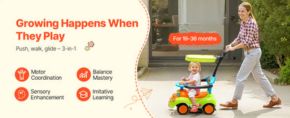 Ride-On Push Car with Parent Handle for Ages 1–3 | Toddler Push Car | Kids Rider