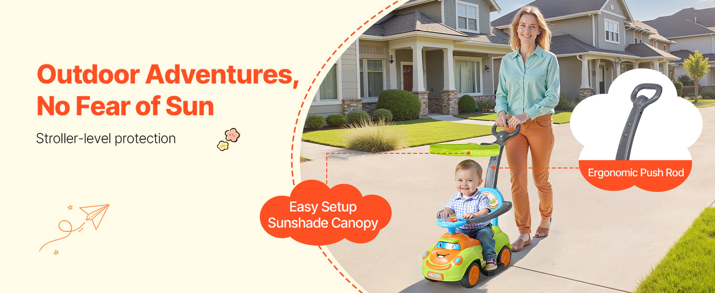 Ride-On Push Car with Parent Handle for Ages 1–3 | Toddler Push Car | Kids Rider