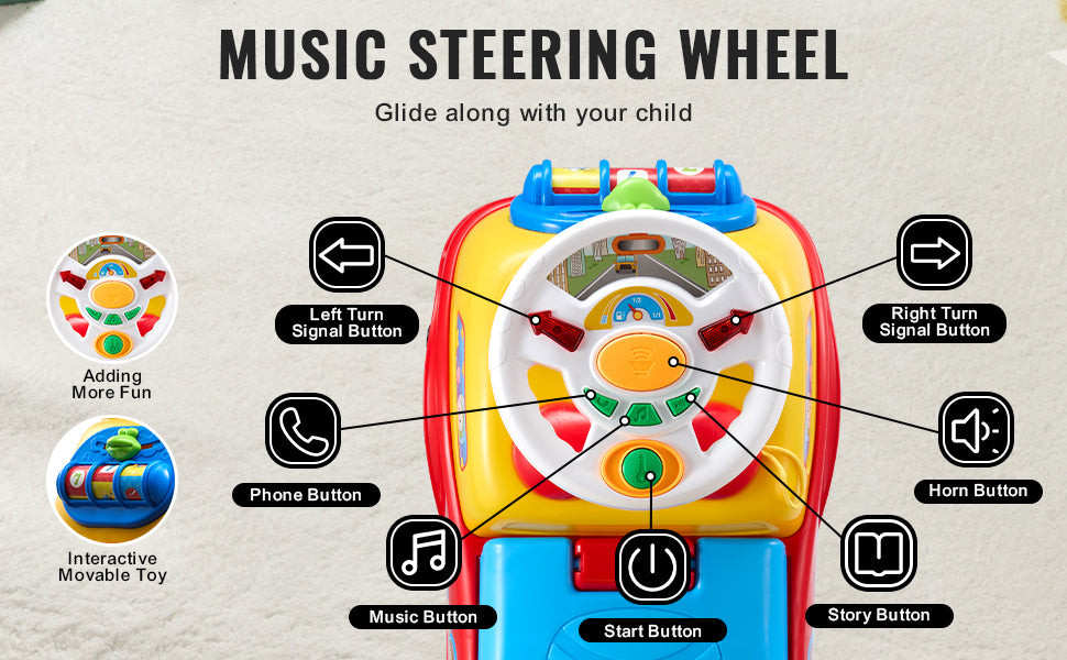 Toddler Ride-On Push Car Sit-to-Stand with Music | Kids Rider