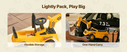Toddler Ride-On Excavator | Foot-to-Floor Digger with Helmet | Kids Rider