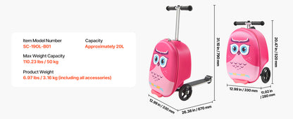Kids Ride-On Scooter Suitcase | 20L Carry-On with Flashing Wheels | Kids Rider