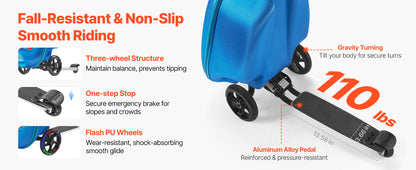 Kids Ride-On Scooter Suitcase | 20L Carry-On with Flashing Wheels | Kids Rider