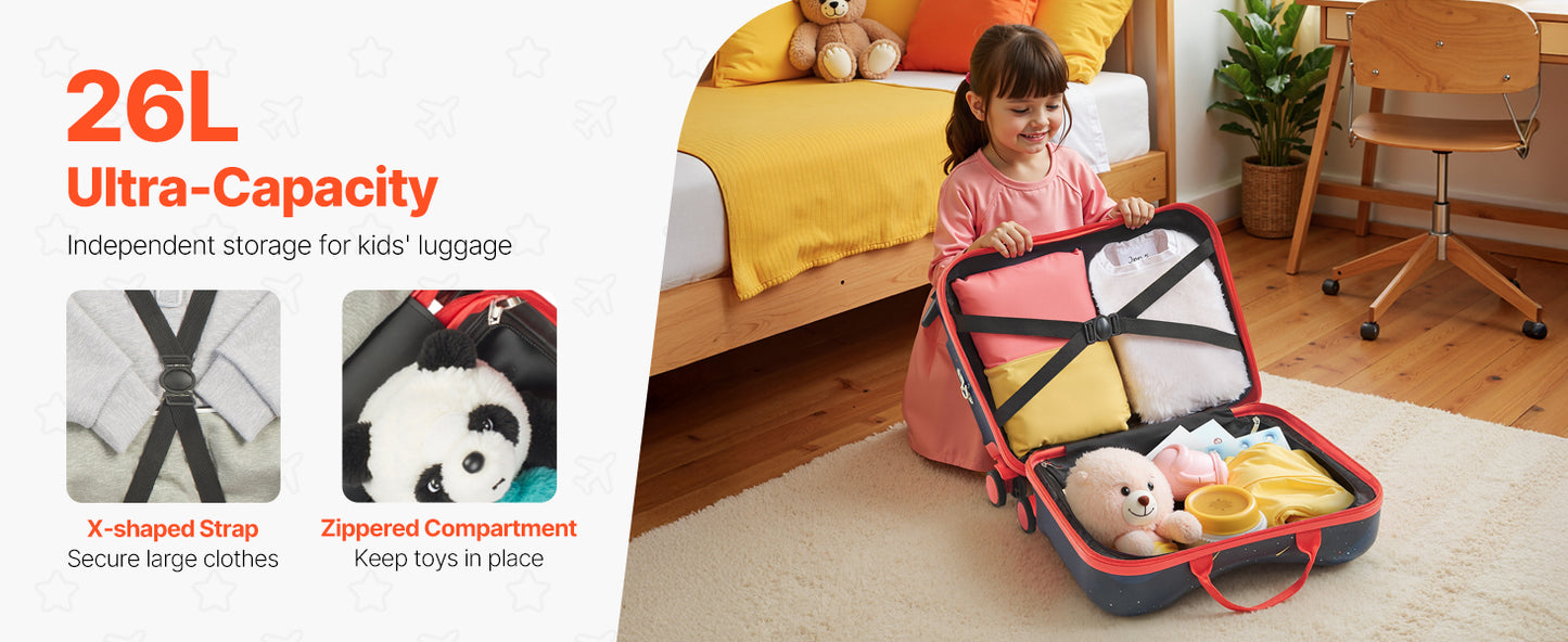 18" Kids Ride-On Suitcase for Toddlers | 26L Carry-On Luggage | Kids Rider