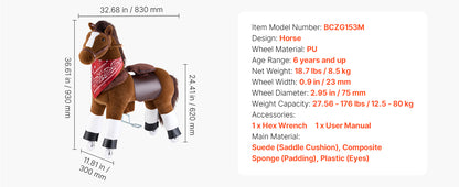 Kids Ride-On Horse Pony Toy for Ages 1+ | 176 lbs Capacity | Kids Rider